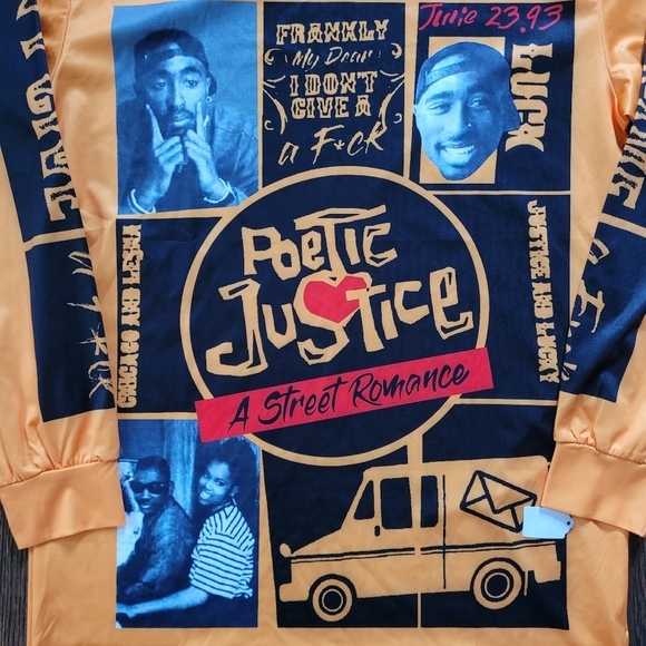 2pac Shakur Poetic Justice Yellow Long Sleeve Shirt Size XL NEW - Picture 2 of 11